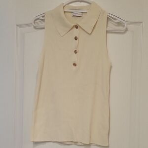 Nine West Beige Collared Tank Top